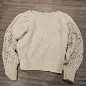 Old Navy Women's Cream Sweater with Lace Sleeves